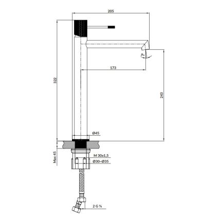 Cersanit S951-596 - Кран за мивка ZEN 32,2 см черен