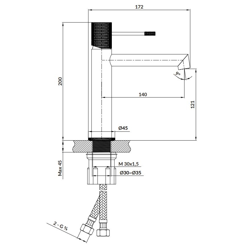 Cersanit S951-598 - Смесител за мивка ZEN 20 см черен