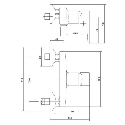 Cersanit S952-004 - Душ комплект с батерия + смесител за мивка MILLE, лъскав хром