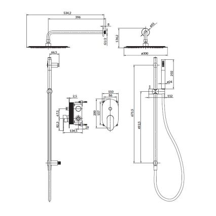 Cersanit S952-009 - Душ комплект с вградена батерия CREA, черен