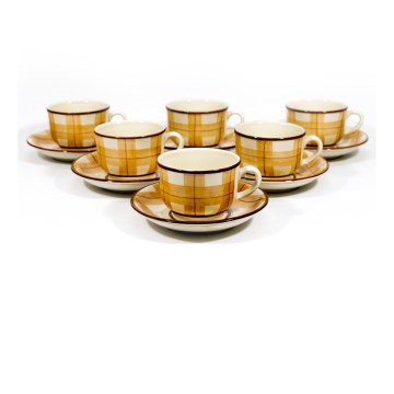 Чаен комплект 6бр. керамични чаши Lucie с чинийки бежов