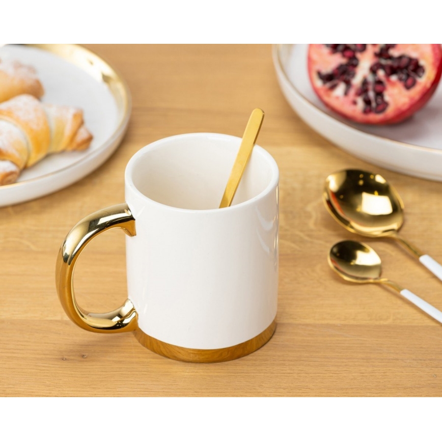 Чаша с лъжица LANA кремава/златиста