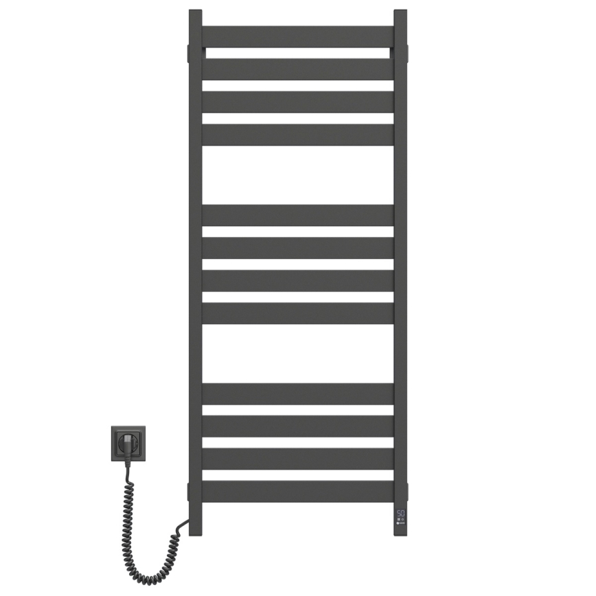 Сушилня за кърпи за баня с термостат LARGO 541W/230V 120,6 cm IP44, черна, лява, правоъгълна