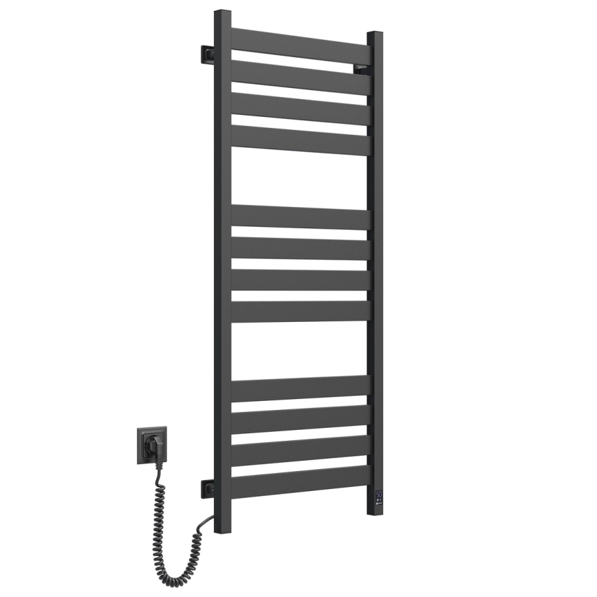 Сушилня за кърпи за баня с термостат LARGO 541W/230V 120,6 cm IP44, черна, лява, правоъгълна