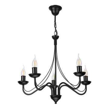 Черен полилей на верига ANTON 5xE14/15W/230V