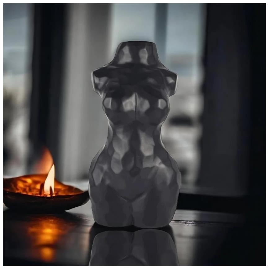 Черна керамична ваза, 30 см