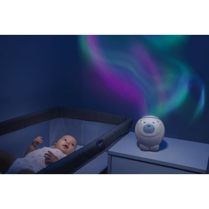 Chicco - Детски проектор 2в1 POLAR BEAR 3xAA син