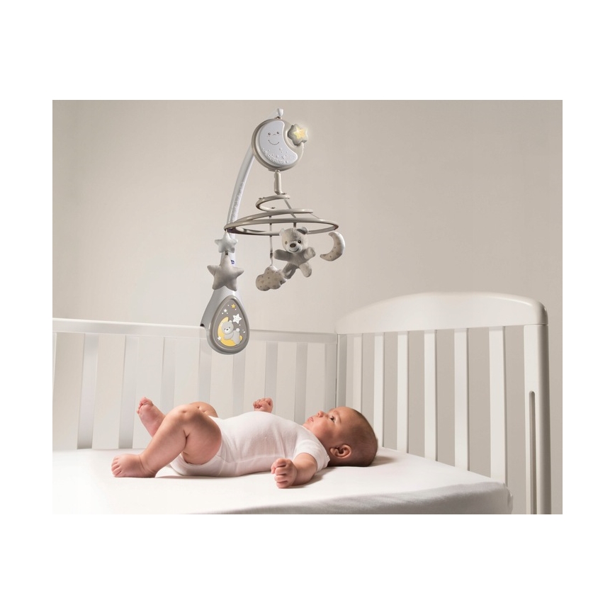 Chicco - Музикална въртележка за креватче 3в1 NEXT2DREAMS 3xAA сив