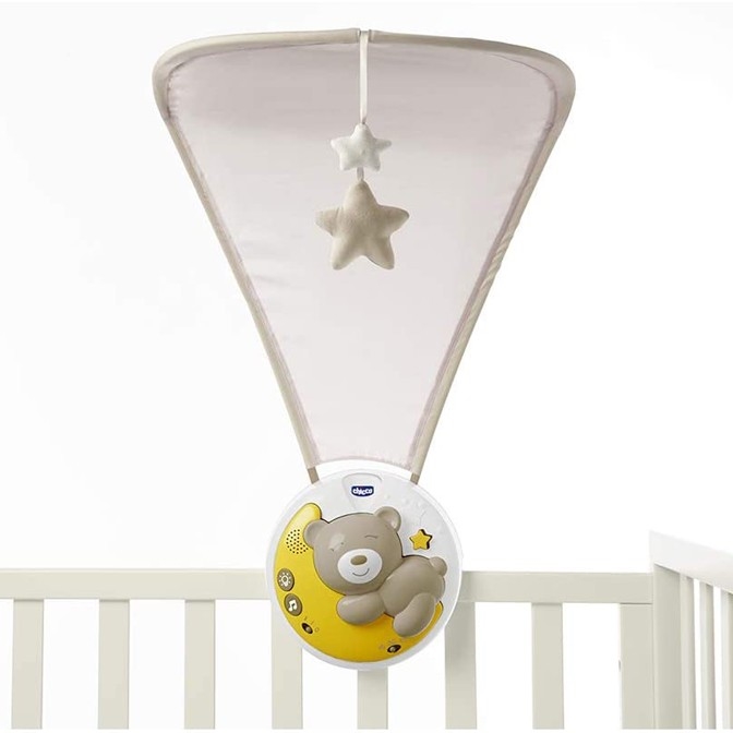 Chicco - Проектор за бебешко креватче с мелодия 3в1 NEXT2MOON 3xAA сив