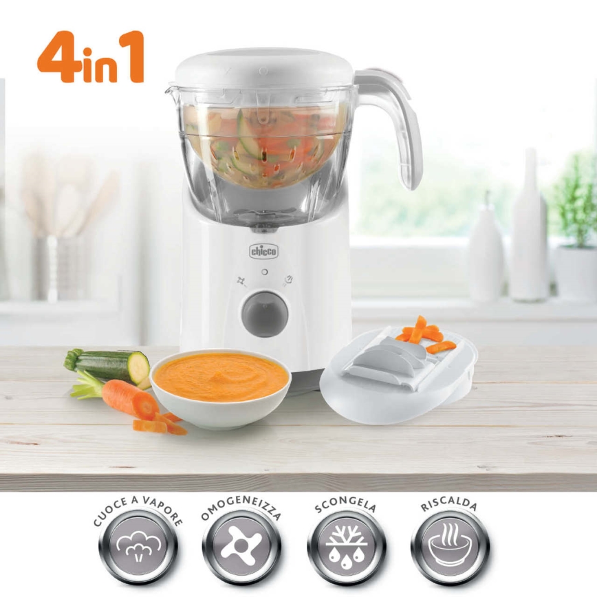 Chicco - Тенджера за готвене на пара и блендер 4в1 EASY MEAL