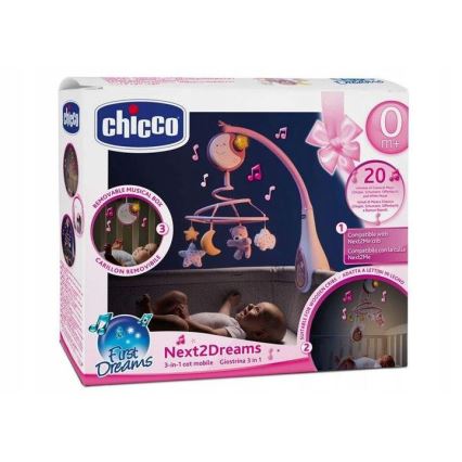 Chicco - Висулка за кошара с мелодия 3в1 NEXT2DREAMS 3xAA розова