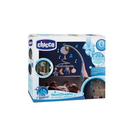 Chicco - Висулка за кошара с мелодия 3в1 NEXT2DREAMS 3xAA синя