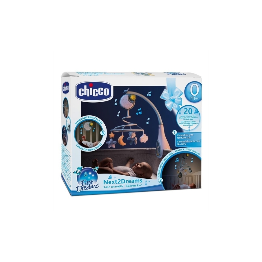 Chicco - Висулка за кошара с мелодия 3в1 NEXT2DREAMS 3xAA синя