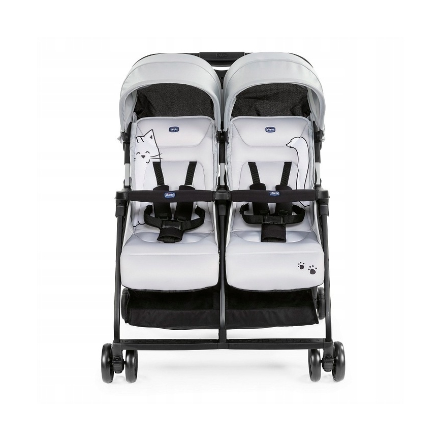 Chicco - Количка за близнаци OHLALA TWIN Silver Котка сребрист