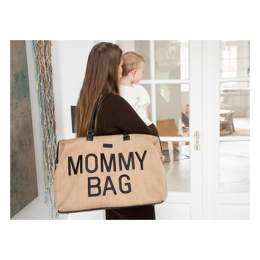 Childhome - Чанта за памперси MOMMY BAG RAFFIA LOOK бежов