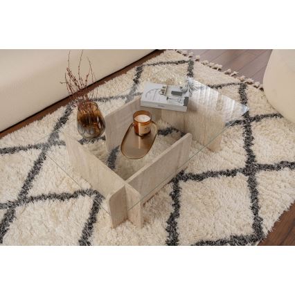Холна маса ESCAPE 105x65 см бежова/прозрачна