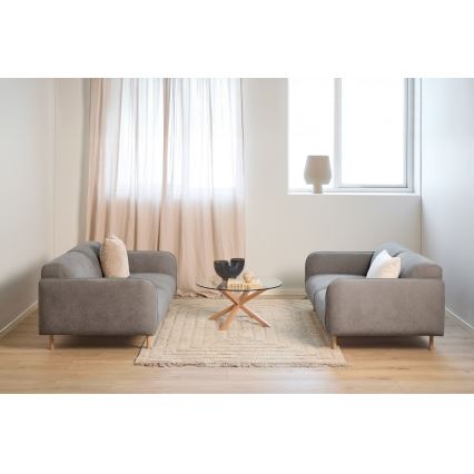 Холна маса LUCA 82 cm прозрачно стъкло/дъб