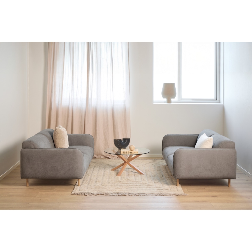 Холна маса LUCA 82 cm прозрачно стъкло/дъб