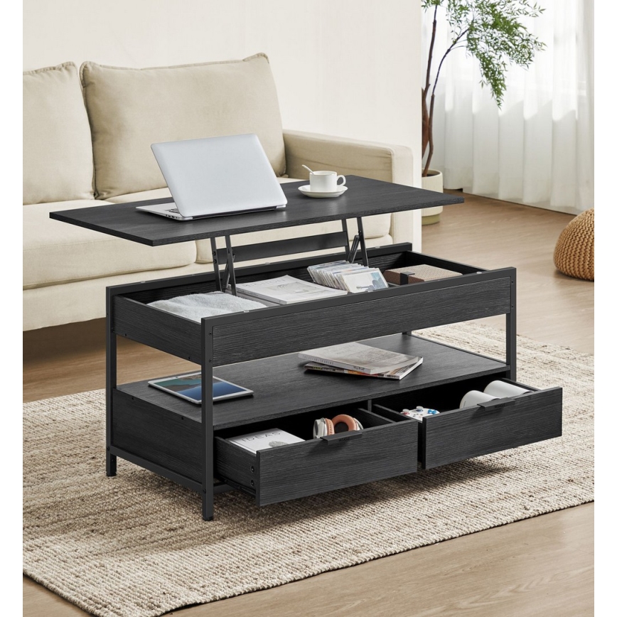 Холна маса NYRO с повдигащ се плот, черна