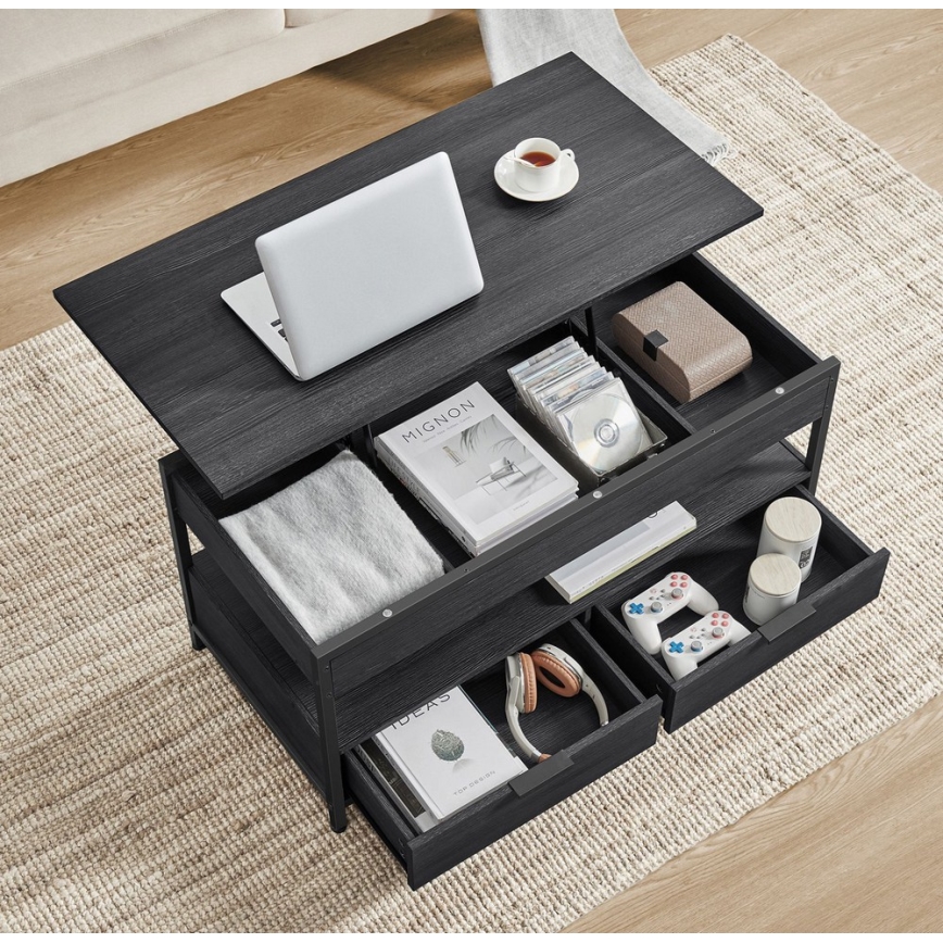 Холна маса NYRO с повдигащ се плот, черна