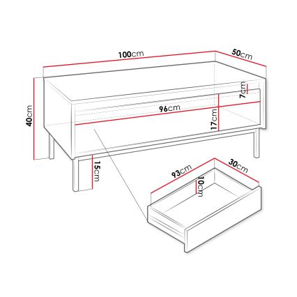 Холна маса OZMI 100x40 см в цвят кашмир