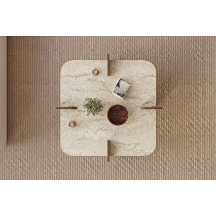 Холна маса PURO 90x90 см бежова/орех