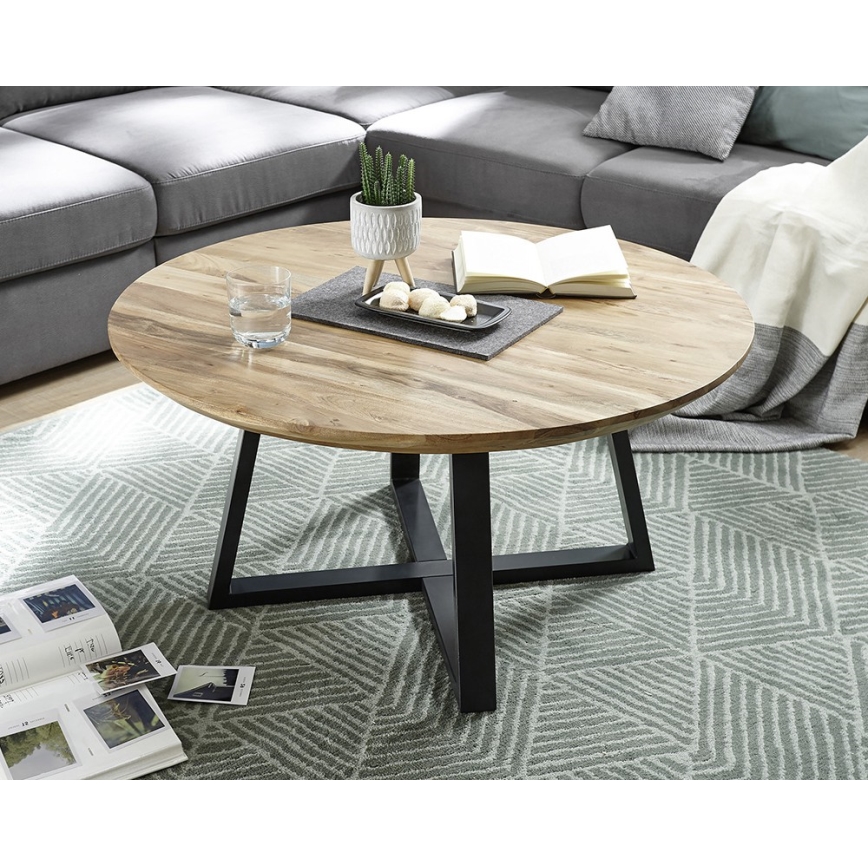 Холна маса RIVA, Ø 90 см, акация/черно