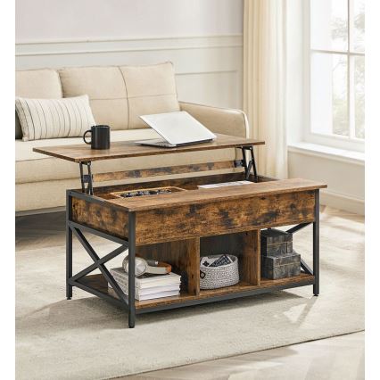 Холна маса с повдигащ се плот NYRO, кафява/черна