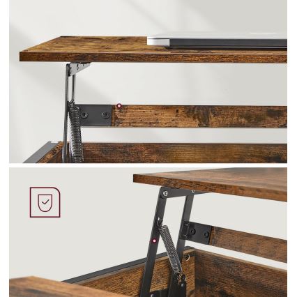 Холна маса с повдигащ се плот NYRO, кафява/черна