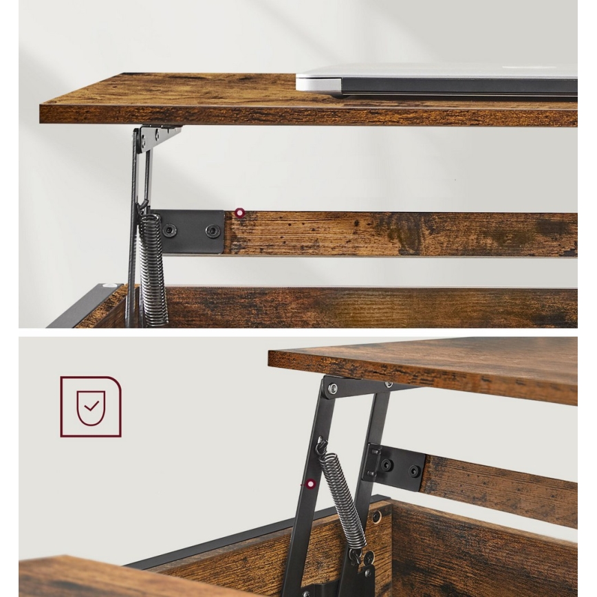 Холна маса с повдигащ се плот NYRO, кафява/черна