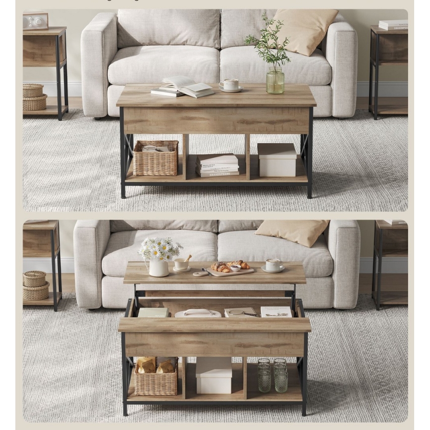 Холна маса с повдигаща плоча NYRO кафява/черна