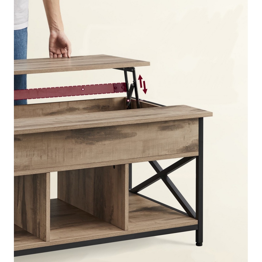 Холна маса с повдигаща плоча NYRO кафява/черна