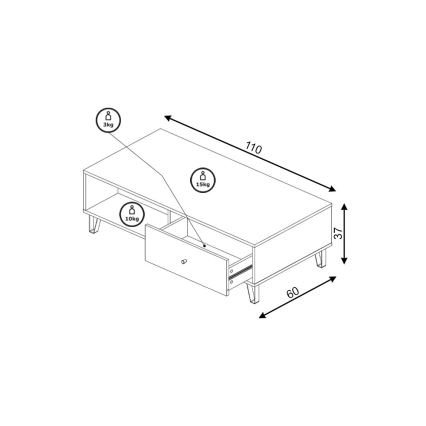 Холна маса SULA дъб Artisan/бяла