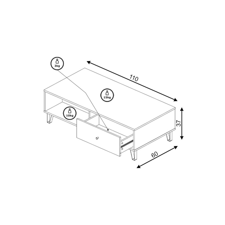 Холна маса SULA дъб крафт/черна