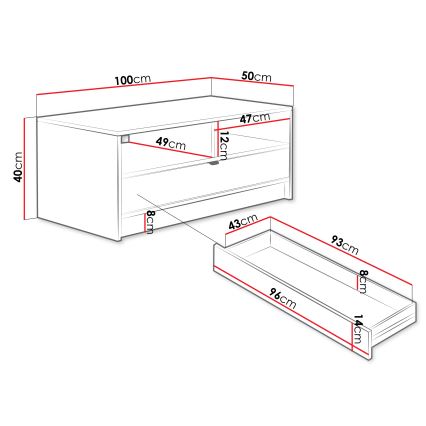Холна маса TIRENO 40x100 см бяла