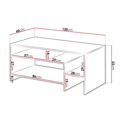 Холна масичка ALVA 53 x 120 см бяла/дъб Grande