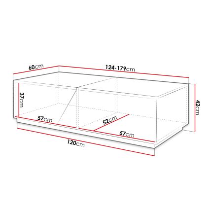 Холна масичка CEELIAS 42x124 см бяла/дъб Wotan