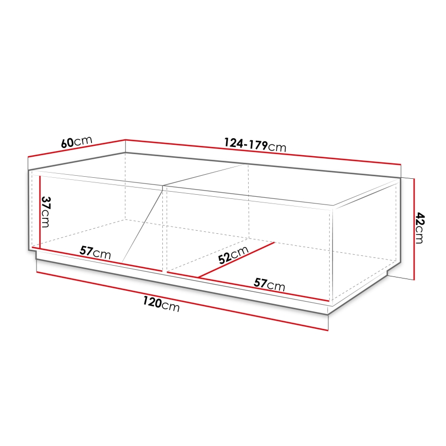Холна масичка CEELIAS 42x124 см бяла/дъб Wotan
