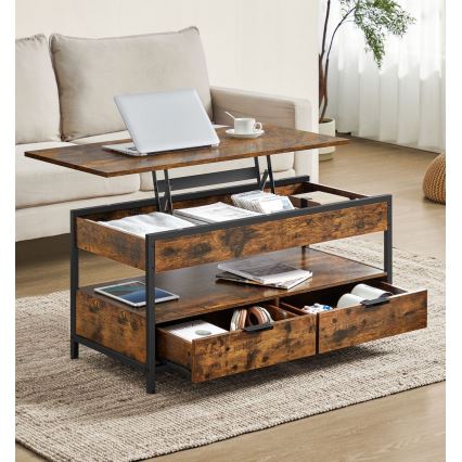 Холна масичка NYRO с повдигащ се плот, кафява/черна