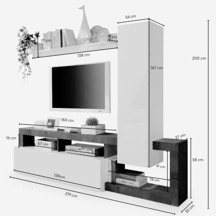 Холна секция LENOR бяла/антрацит