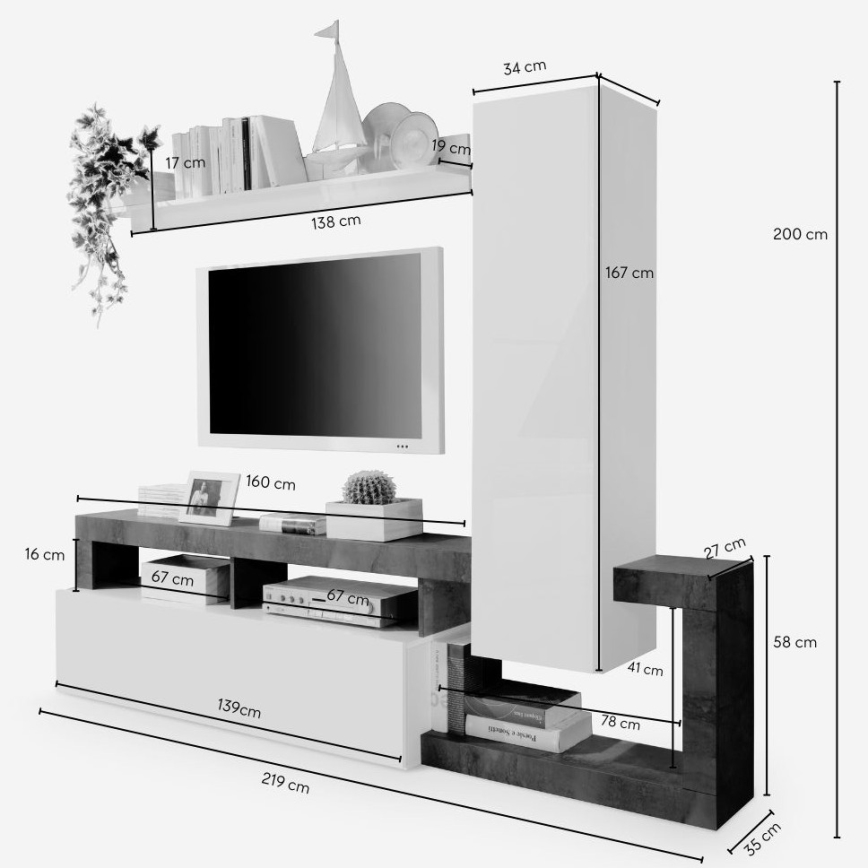 Холна секция LENOR бяла/кафява