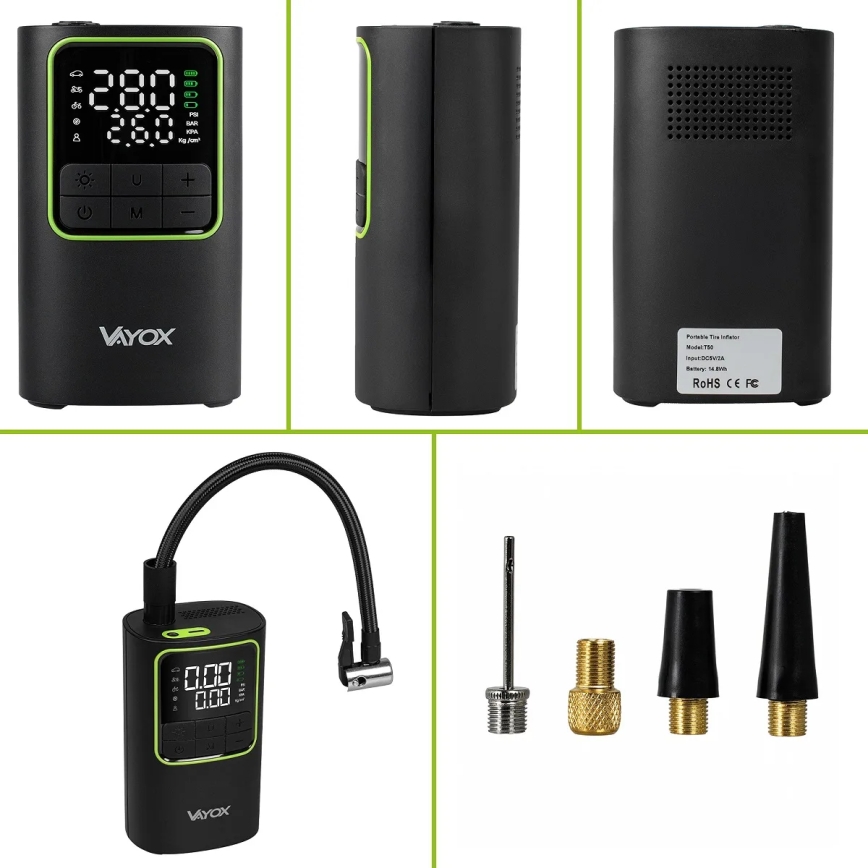 Цифров джобен компресор 5V 4000 mAh черен