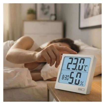 Цифров термометър с хигрометър 1xAA бял