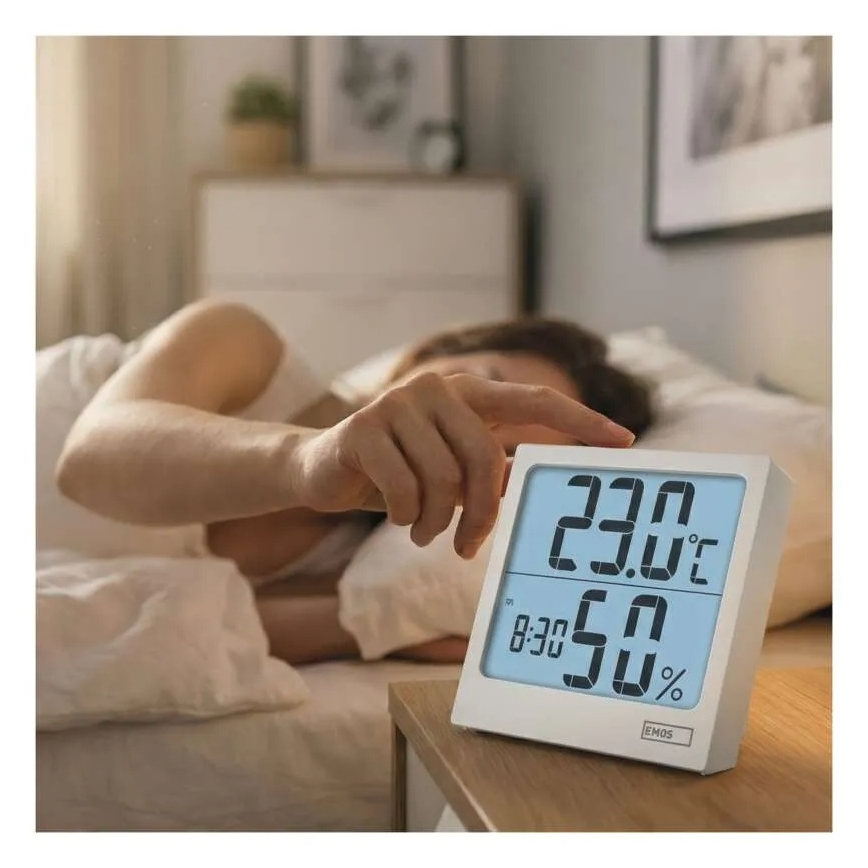 Цифров термометър с хигрометър 1xAA бял