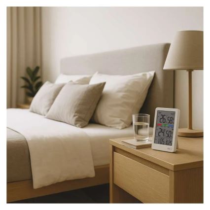 Цифров термометър с влагомер 2xAAA бял