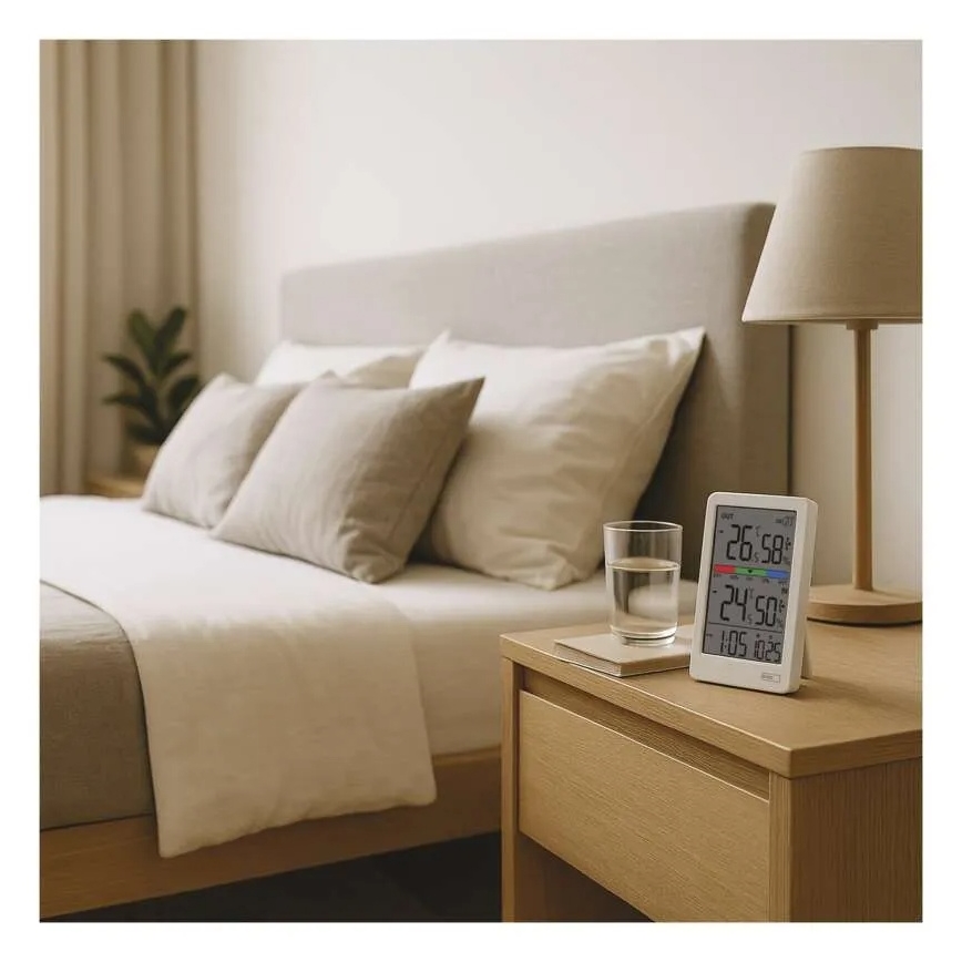 Цифров термометър с влагомер 2xAAA бял