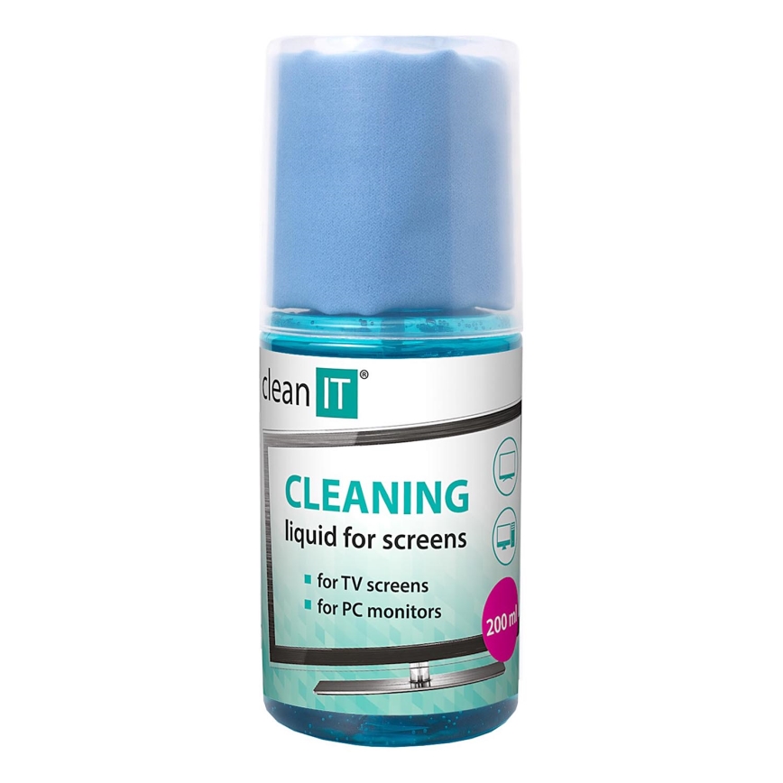 CLEAN IT CL-180 - Почистващ разтвор с кърпа за екрани 200 мм