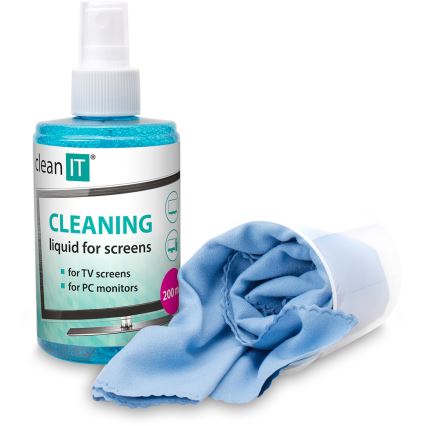 CLEAN IT CL-180 - Почистващ разтвор с кърпа за екрани 200 мм