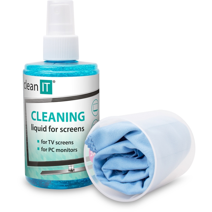 CLEAN IT CL-180 - Почистващ разтвор с кърпа за екрани 200 мм