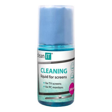 CLEAN IT CL-180 - Почистващ разтвор за екрани с кърпа, 200 мл